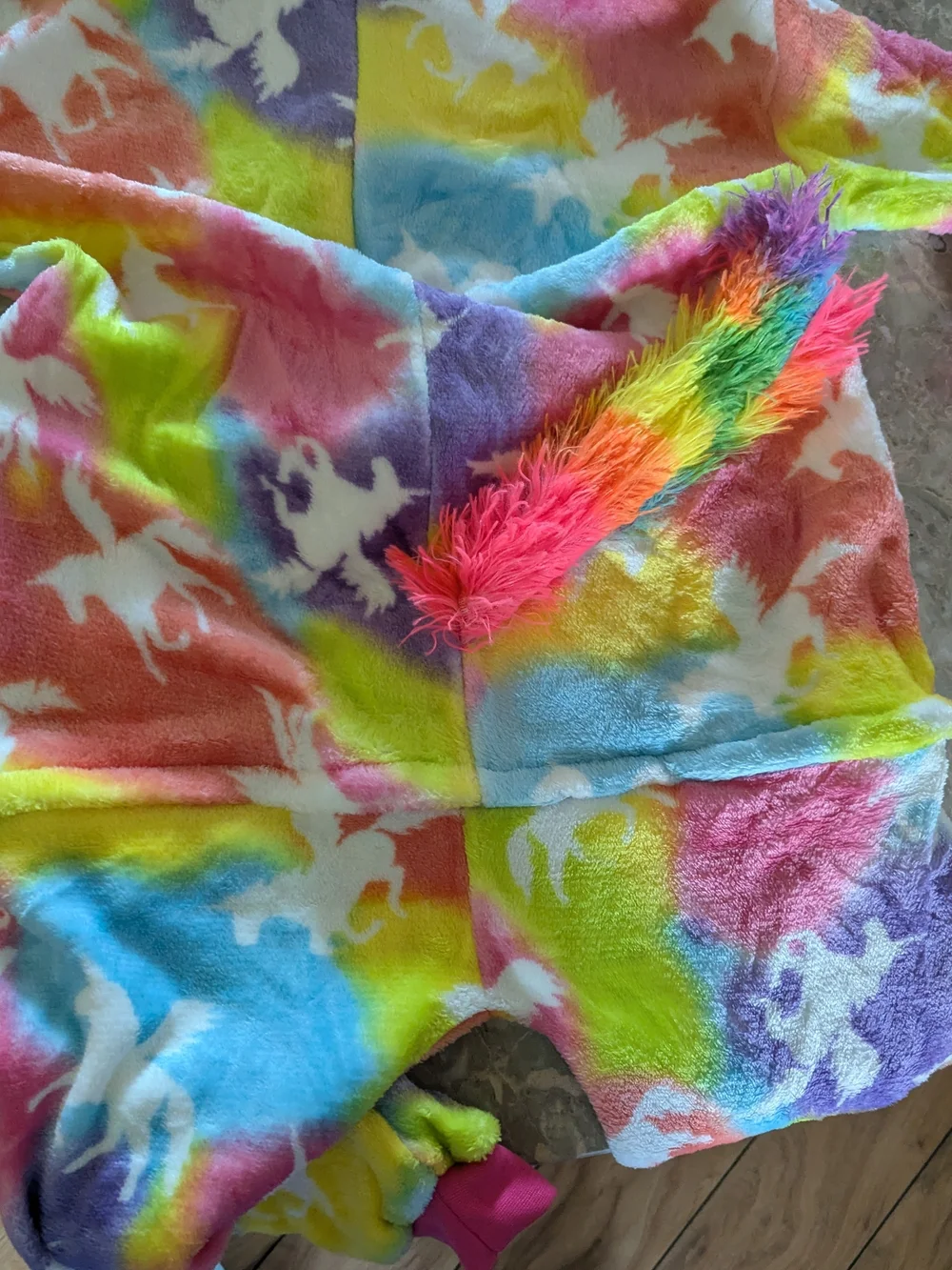 Unicorn Hooded Plush Onesie - Rainbow Plush